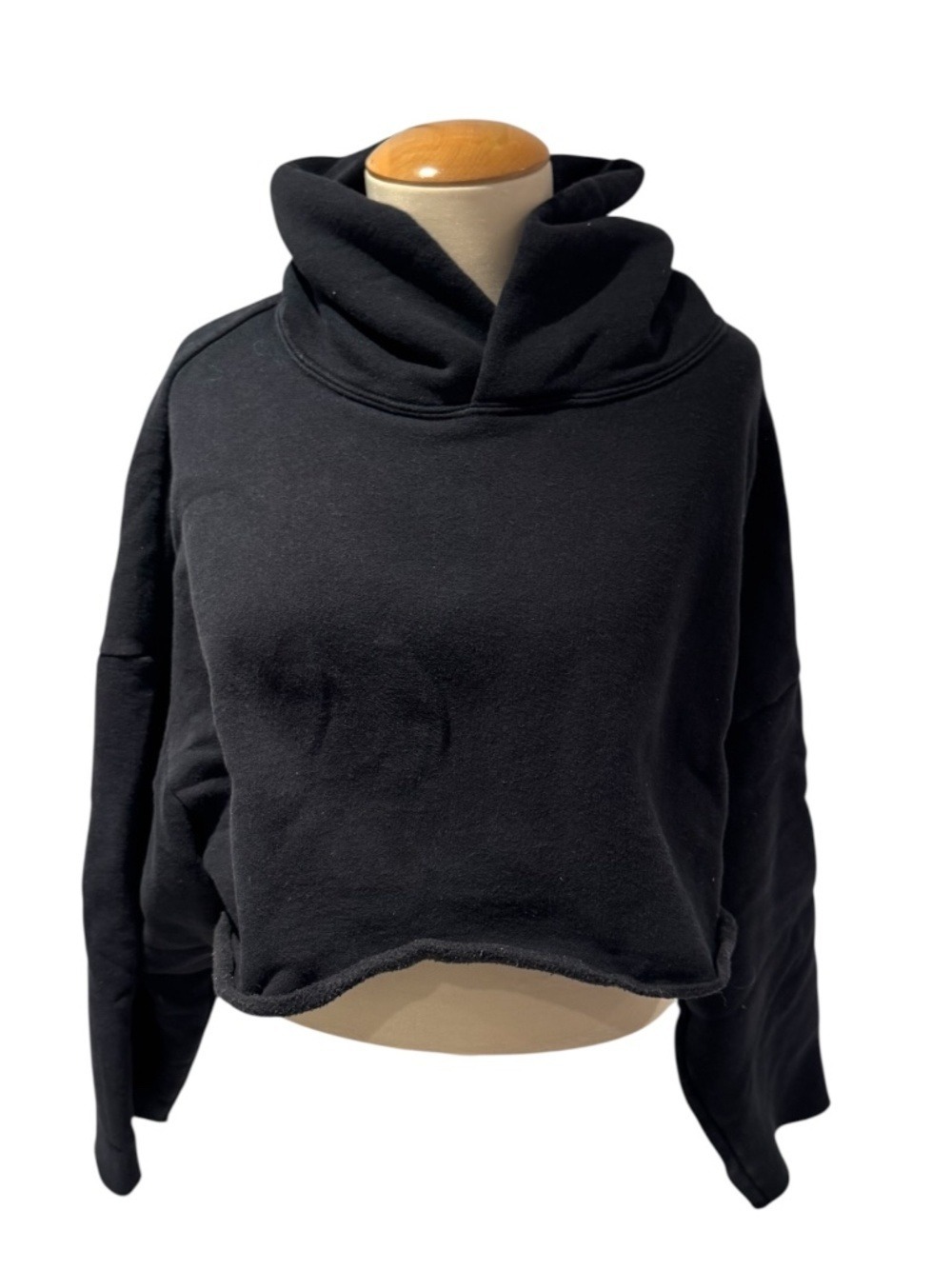 TKEES black cropped boxy hoodie sweatshirt - size 0/1 (xs/s)